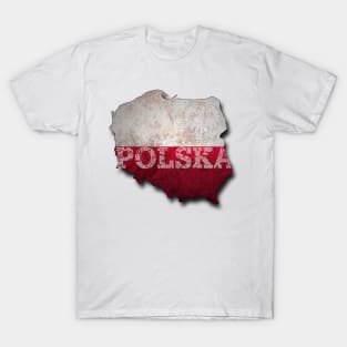 Poland Outline in Grunge Style Polska Eagle T-Shirt